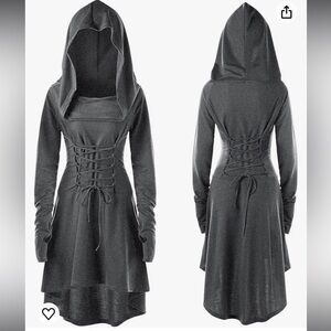 Victorian Gothic Dress,Women's Medieval Hooded Dress size L